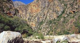 The spectacular geological rock formations at Meiringspoort, De Rust Garden Route Western Cape South Africa