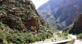 The spectacular geological rock formations at Meiringspoort, De Rust Garden Route Western Cape South Africa