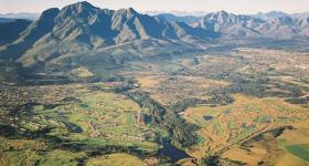 Aerial View of George and Outeniqua Mountains Garden Route South Africa