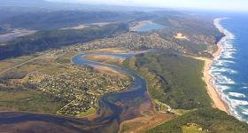 Aerial view of Wilderness and Sedgefield Garden Route South Africa