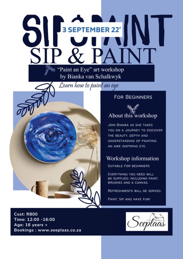 Sip & Paint at Seeplaas Event Great Brak Garden Route